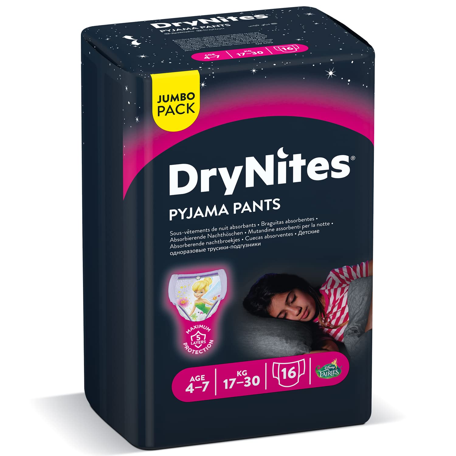 Drynites Pyjama Age 4-7y Girl 17-30kg 16pcs