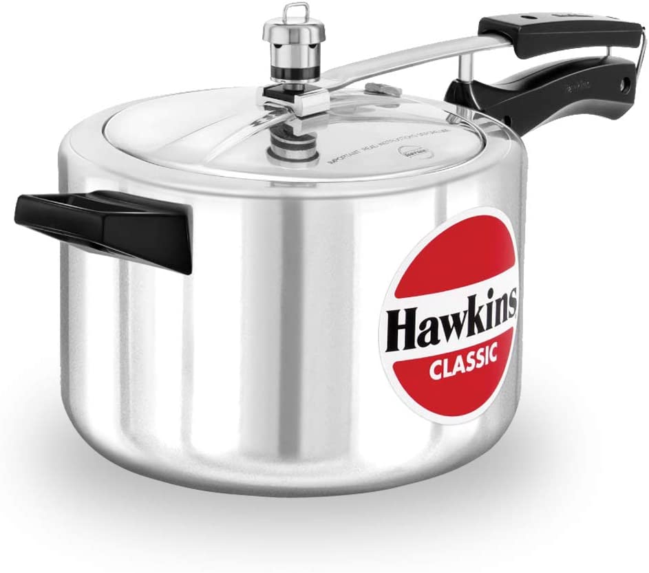 Hawkins Classic Aluminium Pressure Cooker, 5 Litres, Silver قدر ضغط كلاسيك من هوكينز، الومنيوم، 5 لتر، لون فضي