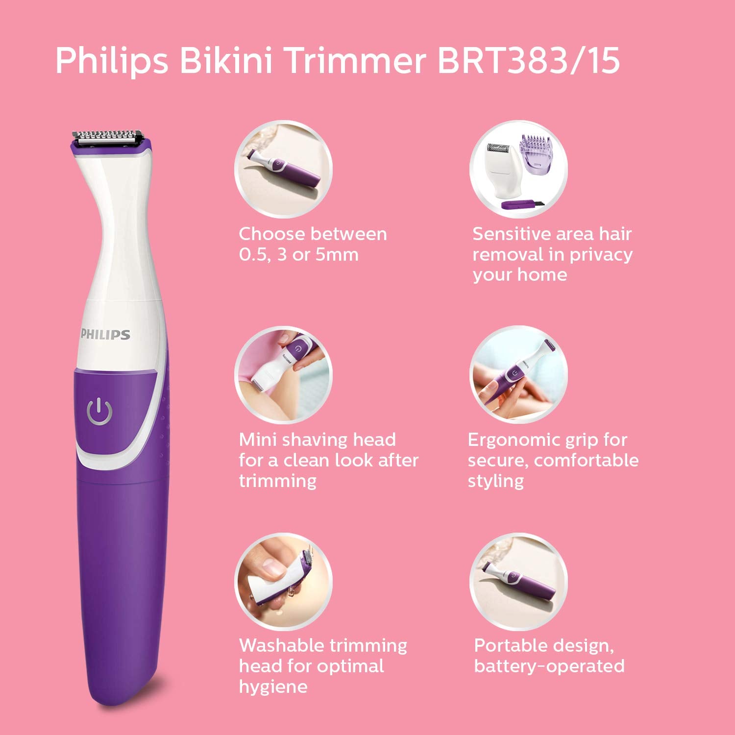 Philips Essential Trimmer for Women| Bikni Trimmer | Body Trimmer | BRT383/15
