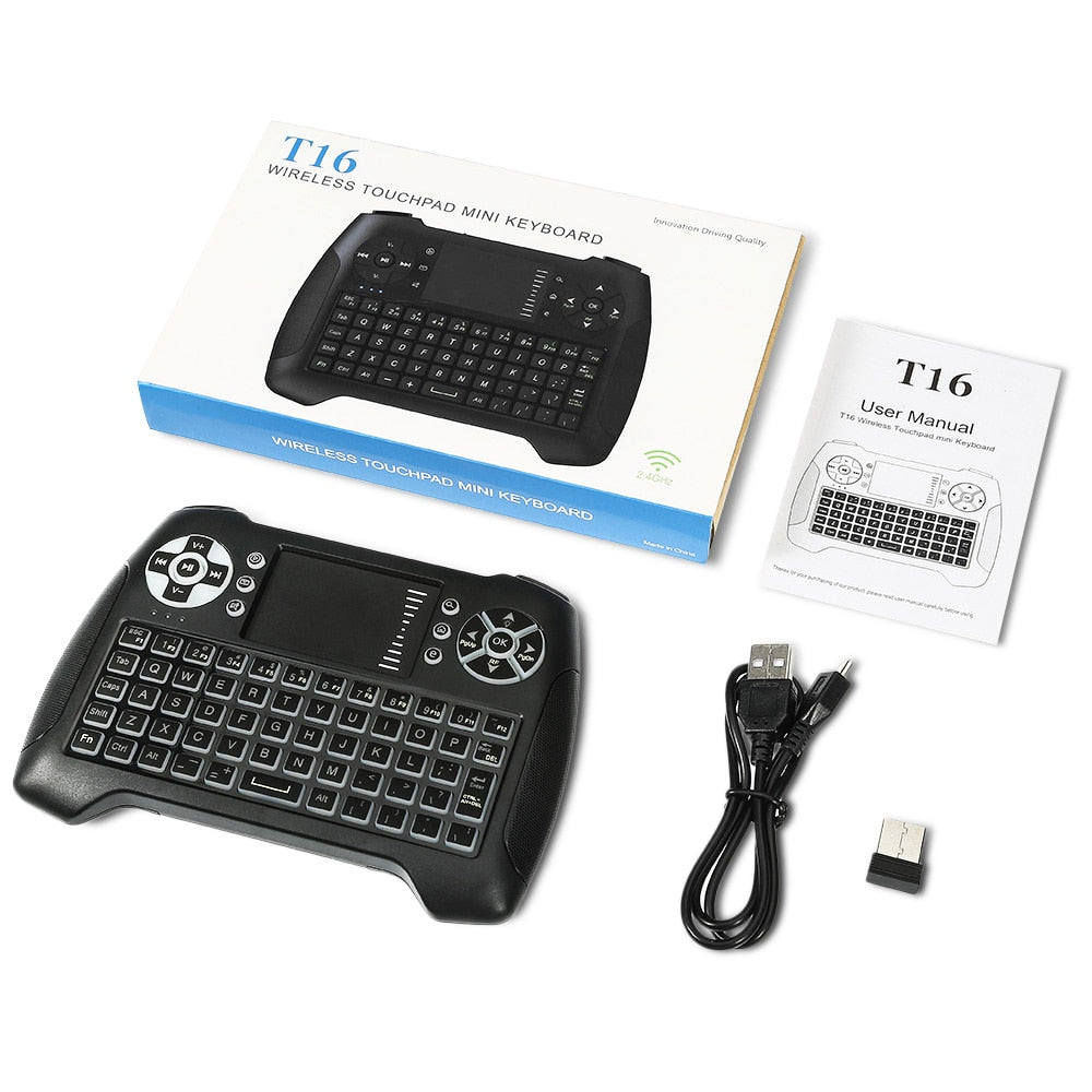 Rechargeable Wireless Mini Keyboard Backlight with Touchpad 2.4GHz Multipurpose Wireless T