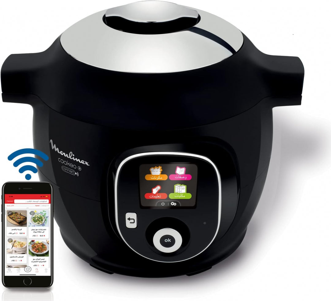 Moulinex Ce857827 Multicooker Cooker with Connect Smart 6L Electric Cooker100 Built-In Recipes Bluetooth-Connected App, Black