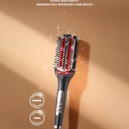 Hair Dryer & Straightening Brush,6 Temp Settings (270℉-450℉),Negative Ion Ceramic Straightener Brush for Women, 11009