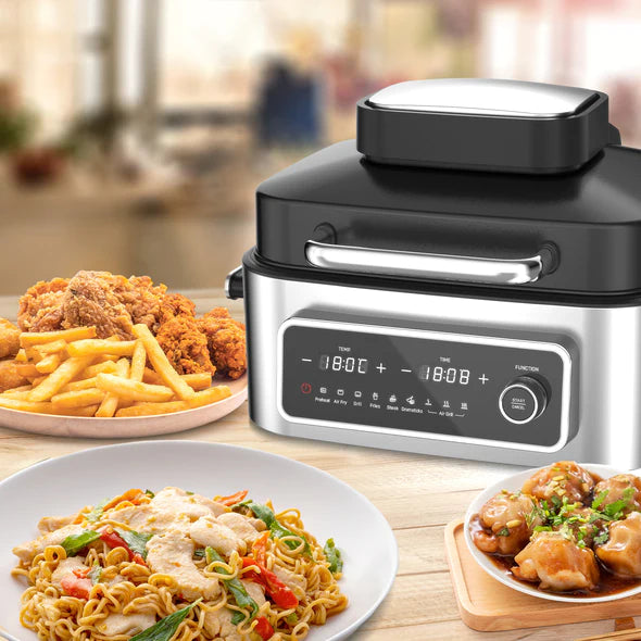 Crystal Air Fryer+Grill, 7Litre, Auto+Manual, Model:AG708WS, 1600W, Gray/Black Color, With 1 Year Warranty