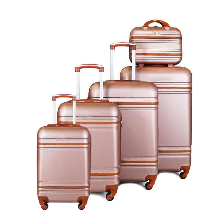Royal Travel Stripe Design Trolley Bags, Set Of 5 Pcs - Multi Colour
