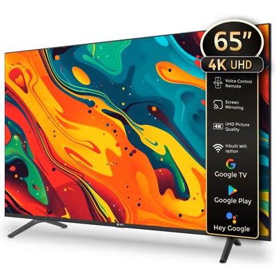 SPJ 65 Inches 4K UHD Android TV, LED TV, Screen Mirroring, Bluetooth With HDMI & USB Ports, Inbuilt WIFI, Voice Control Remote, Google Play Assistance & Android TV, BLACK