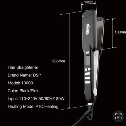 DSP 10017A Professional Styling Straightener + Free Keratin Protein and 100% Argan Oil Bottle - 2-in-1 with LCD Display and Ceramic Technology - 360 Degree Rotatable Cord
