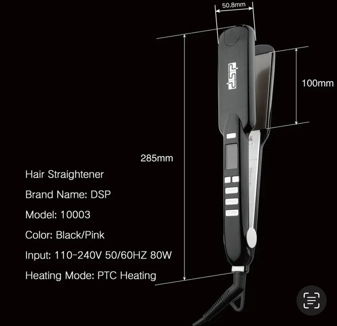 DSP 10017A Professional Styling Straightener + Free Keratin Protein and 100% Argan Oil Bottle - 2-in-1 with LCD Display and Ceramic Technology - 360 Degree Rotatable Cord
