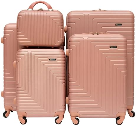 Royal Travel Stripe Design Trolley Bags, Set Of 5 Pcs - Multi Colour