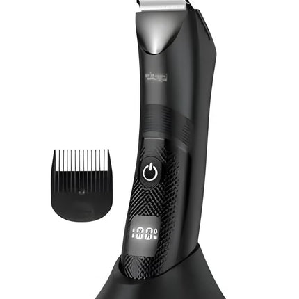 DSP Men's Razor DSP with Replaceable Ceramic Blade Anti-Cutting Professional Waterproof Body Hair Shaver with LED Light, Display and Standing Charging Station (Black) 60386