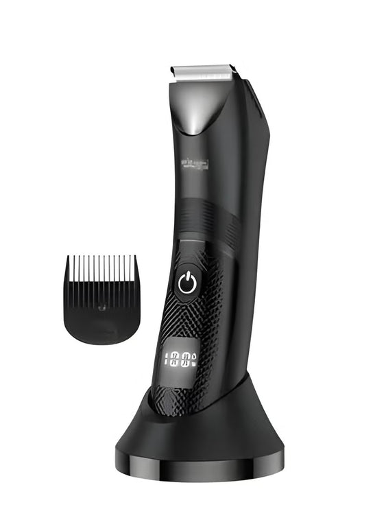 DSP Men's Razor DSP with Replaceable Ceramic Blade Anti-Cutting Professional Waterproof Body Hair Shaver with LED Light, Display and Standing Charging Station (Black) 60386