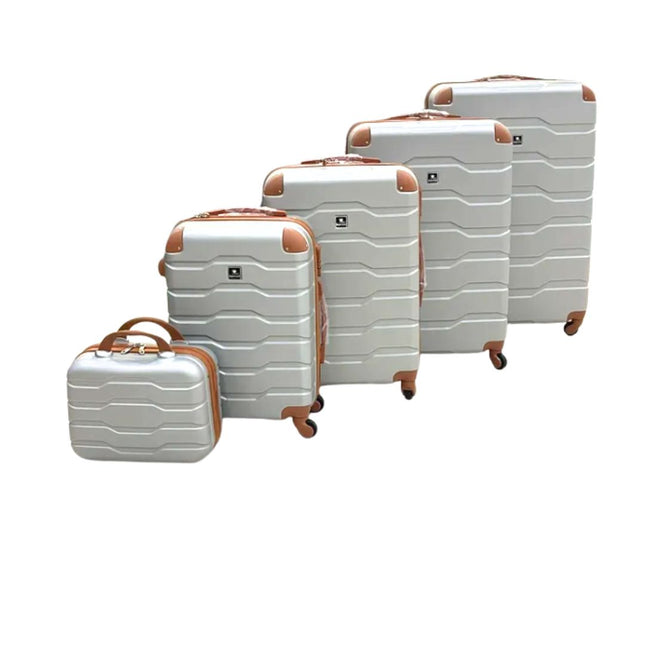 Royal Travel Stripe Design Trolley Bags, Set Of 5 Pcs - Multi Colour