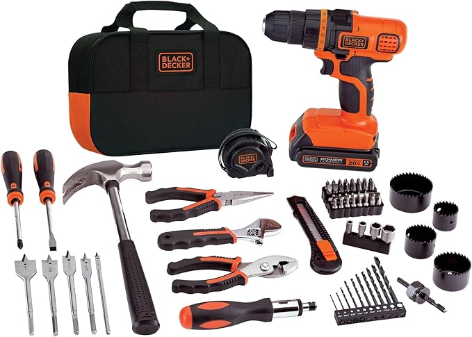 BLACK+DECKER 20V Max Drill & Home Tool Kit, 68 Piece (Ldx120Pk)