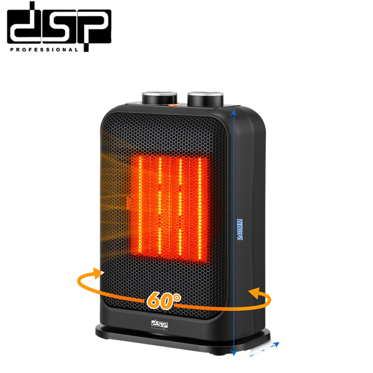 DSP 1500W PTC Fan Heater - 2 Heat Settings with Adjustable Thermostat, 60° Oscillation & Tip-Over Protection