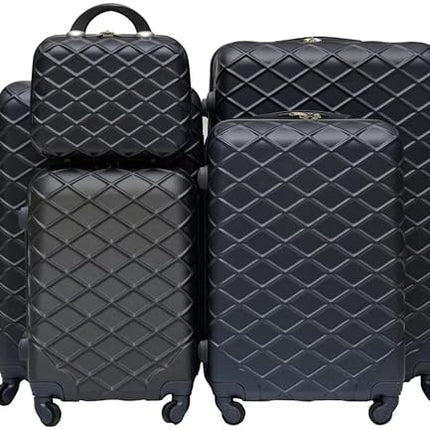 Royal Travel Grid Design Trolley Bags, Set Of 5 Pcs - Multi colour