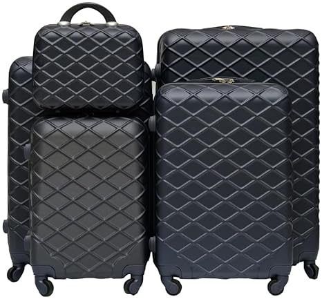 Royal Travel Grid Design Trolley Bags, Set Of 5 Pcs - Multi colour