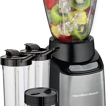 Hamilton Beach Stay or Go Blender, 1L Jar, 250ml Jar for Grinding, Two 500 ml Portable Cups for Smoothies, Shatterproof Tritan Jars, 250 watts, Stainless Steel, 52400-SAU/Multicolor/650 watts