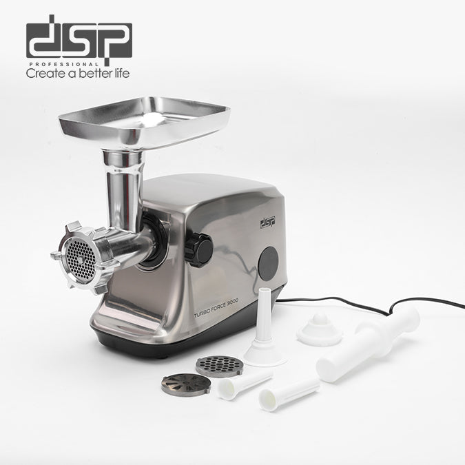 DSP 1200W Meat Grinder - 3-in-1 Sausage/Kebbe Maker with Reverse Function, 3 Blades, Heavy Duty Home Use