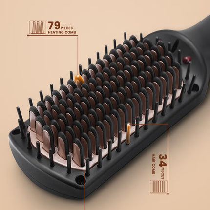 Hair Dryer & Straightening Brush,6 Temp Settings (270℉-450℉),Negative Ion Ceramic Straightener Brush for Women, 11009