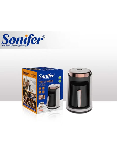 ماكينة صنع القهوة Sonifer بشاشة تعمل باللمس وزر بدء التشغيل/إيقاف التشغيل التلقائي 250 مل 550 وات SF-3586 أبيض