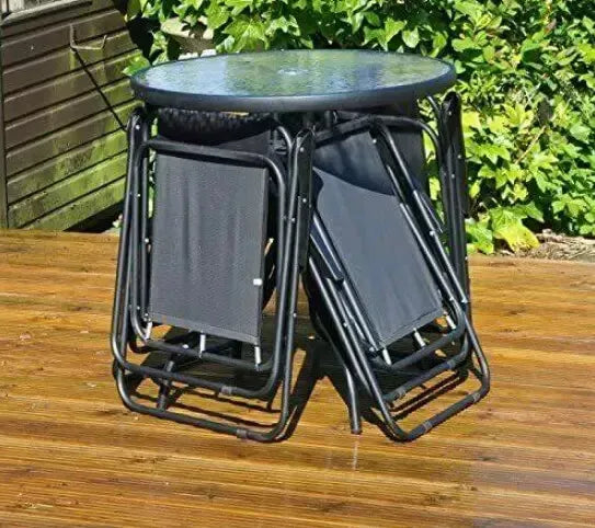 Garden mile  Table with Parasol and 4 Chairs - Black