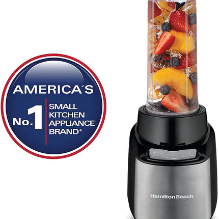 Hamilton Beach Stay or Go Blender, 1L Jar, 250ml Jar for Grinding, Two 500 ml Portable Cups for Smoothies, Shatterproof Tritan Jars, 250 watts, Stainless Steel, 52400-SAU/Multicolor/650 watts