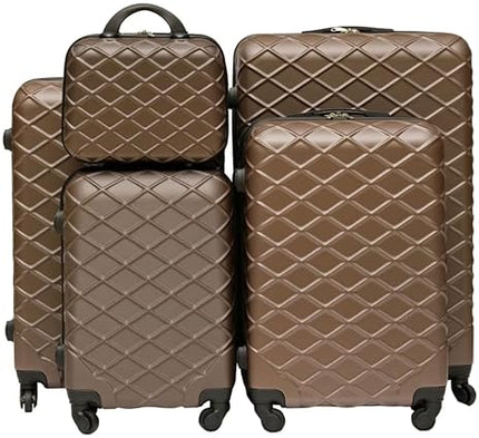 Royal Travel Grid Design Trolley Bags, Set Of 5 Pcs - Multi colour