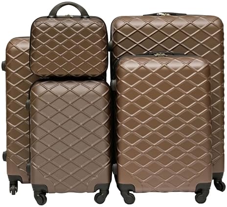 Royal Travel Grid Design Trolley Bags, Set Of 5 Pcs - Multi colour