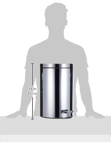 Vague Stainless Steel Pedal Bin, Silver 12 Litre Capacity 13-1436/سلة مهملات ستانلس ستيل مبهمة، فضي، سعة 12 لتر 13-1436