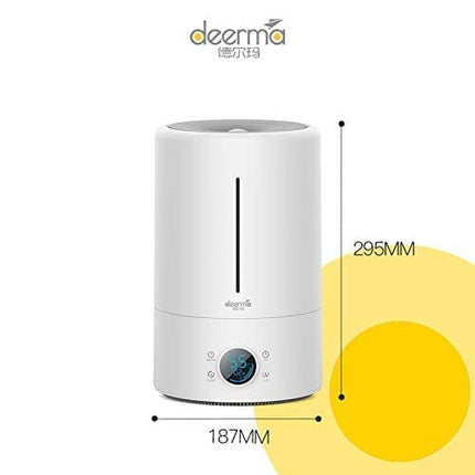 Deerma F628S Touch Display Smart Humidifier for Home | Rooms | Office | Households | 5Liters Capacity UV Lamp Sterilization 3 Gear Mist Volume 12H Timing Touch Display 30dB Low Noise - White