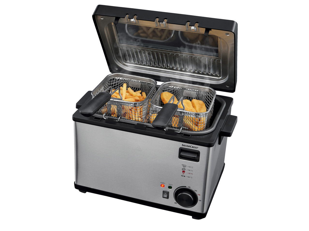 Silvercrest Deep fryer 4L 3 basket gray/Black color 2000W قلاية زيت من سيلفر كرست صناعة ألمانية مع ثلاث سلات بسعة 4 لتر وقوة 2000 واط - رمادي وأسود