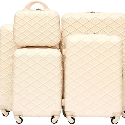 Royal Travel Grid Design Trolley Bags, Set Of 5 Pcs - Multi colour