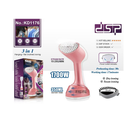 DSP 1700W 350ml Handheld Garment Steamer, Multi-Use Steam Iron KD1176