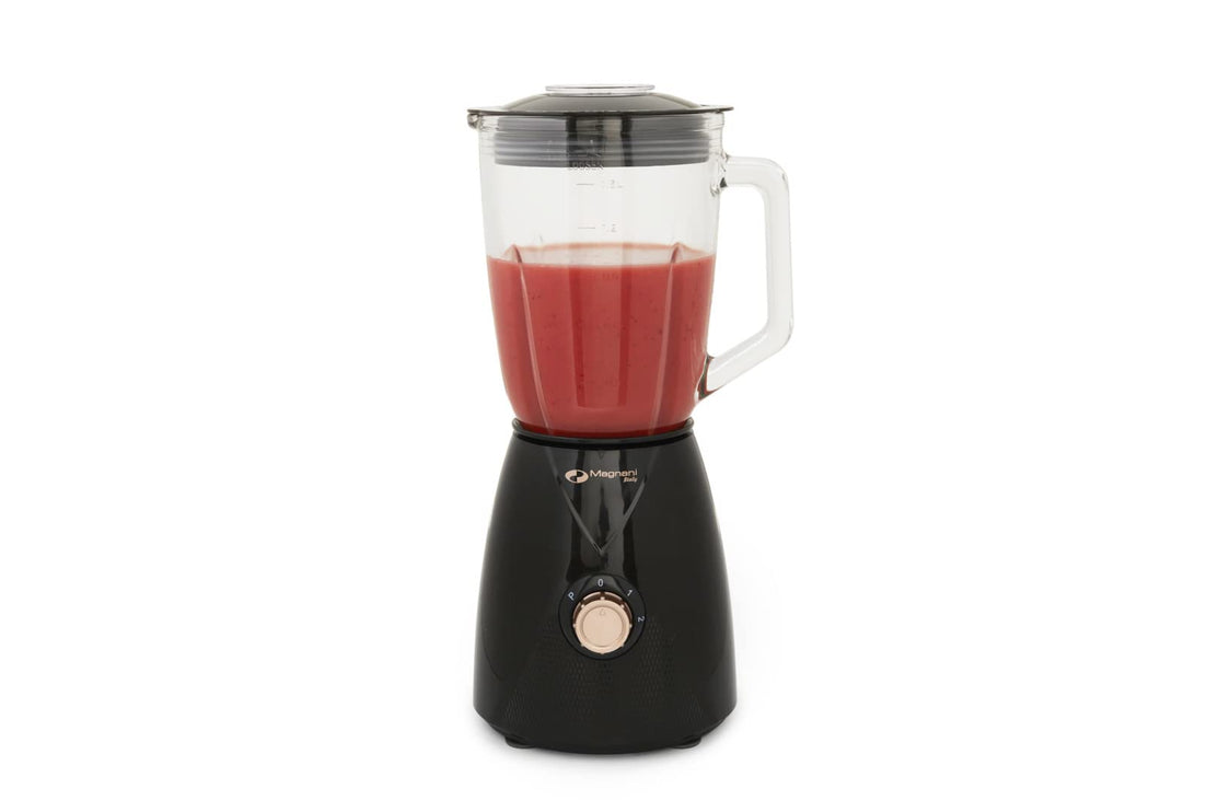 MAGNANI 600W Standmixer mit 1,5l Glasbehälter für Smoothies & Suppen, Elektrischer Mixer Blender aus Edelstahl & Glas, Hochleistungsmixer in Schwarz & Roségold
