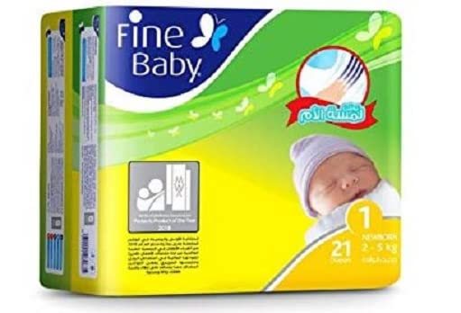 Fine Baby Fast Sorption Super Dry - double Lock, Size 1, New Born 2-5 kg, Economy Pack, 21 Diaper Count