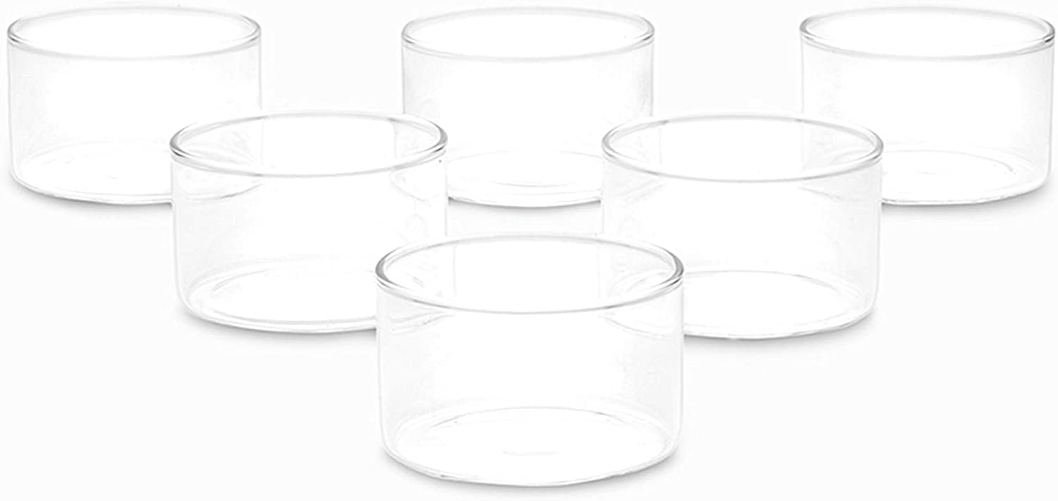 مجموعة أوعية زجاجية صغيرة من بوروسيل (105 مل) مجموعة مكونة من 6 أوعية زجاجية شفافة سعة 3.5 أونصة)يوجد نقص زجاجة واحدة)