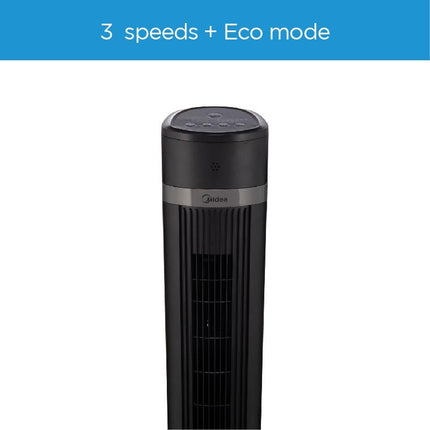 Midea Tower Fan with Multifunction Remote Control, 3 Wind modes-Natural | Slumberous & Normal, Three Dimensional Angle Air Flow, 15 Hours Timer Perfectly Suitable for Home or Office, FZ10-18TRB