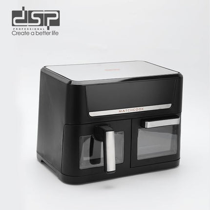 DSP KB2188 Dual Zone Air Fryer Oven14L with Visual Window, 1700W Air Fryer Oven with colorful Led Touch Screen for 10 Presets, Independently Controlled Double Baskets,Easy Clean Airfryer for home