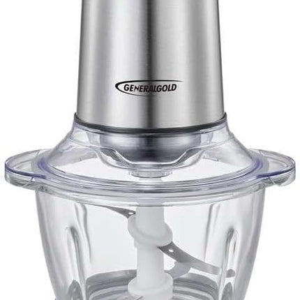 GeneralGold Food Chopper 400W, 1.2L Glass Bowl, 2-Speed Control, Stainless Steel Blades, Anti-Skid Design, Safety Lock System