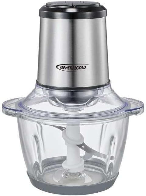 GeneralGold Food Chopper 400W, 1.2L Glass Bowl, 2-Speed Control, Stainless Steel Blades, Anti-Skid Design, Safety Lock System