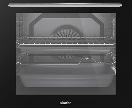 SIMFER SMF6069GCH SS 60x60 Gas Cooker, Gray Ceramic Oven with Catalytic Coating, Convection Fan, Cast Iron Pan Support, 3+1 Wok Burner, Removable Oven Glass, Round Baking Tray
