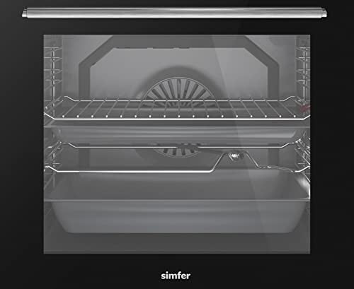 SIMFER SMF6069GCH SS 60x60 Gas Cooker, Gray Ceramic Oven with Catalytic Coating, Convection Fan, Cast Iron Pan Support, 3+1 Wok Burner, Removable Oven Glass, Round Baking Tray