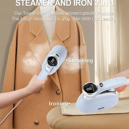 DSP Steamer for Clothes,1200W Portable Handheld Steamer Iron with LCD Display,4Mode,160 ML Detachable Water Tank, 25s Fast Heating 180° Swivel Handle Powerful Wrinkle Remover, Garment Steamer for Home, Dorm, Travel