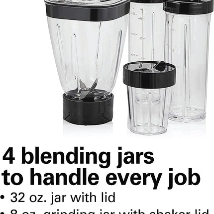 Hamilton Beach Stay or Go Blender, 1L Jar, 250ml Jar for Grinding, Two 500 ml Portable Cups for Smoothies, Shatterproof Tritan Jars, 250 watts, Stainless Steel, 52400-SAU/Multicolor/650 watts