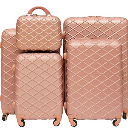 Royal Travel Grid Design Trolley Bags, Set Of 5 Pcs - Multi colour