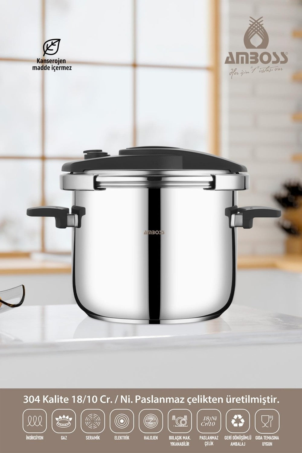 Amboss.12L Pressure Cooker Stainless Steel Made In Turkey