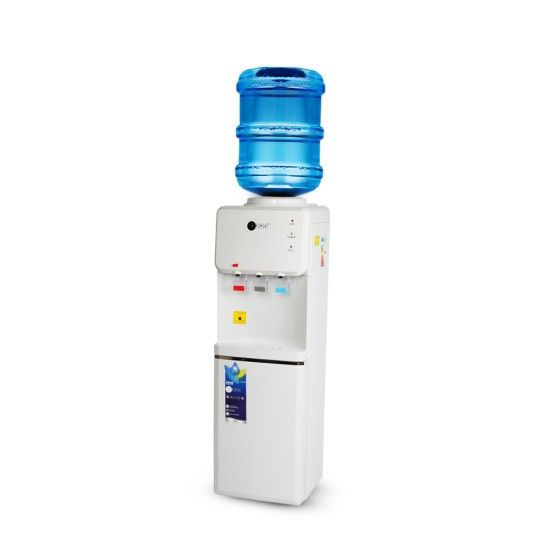 AFRA Top Loading Water Dispenser with Bottom Refrigerator 3 Tap Heating Power 550w Cooling Power 100w White, Dry Protection-Double thermostat, Rust Proof Water Tank, AF-9830WDWH