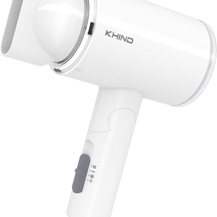 KHIND Compact Hair Dryer 1000W with 2 Heat & 1 Cool Shot Settings, Foldable Handle, Narrow Nozzle, Lightweight & Powerful, Easy to Use, 1.8m Cord for Easy Maneuvering, White – HD1002, 1 Year Warranty