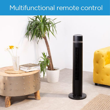 Midea Tower Fan with Multifunction Remote Control, 3 Wind modes-Natural | Slumberous & Normal, Three Dimensional Angle Air Flow, 15 Hours Timer Perfectly Suitable for Home or Office, FZ10-18TRB