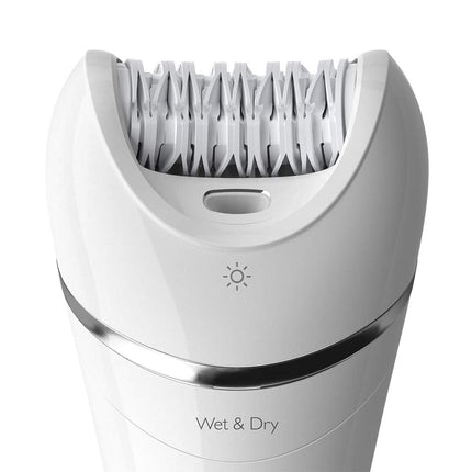ماكينة إزالة الشعر اللاسلكية Philips Epilator Series 8000 للاستخدام الرطب والجاف للساقين والجسم مع 5 ملحقات. رأس حلاقة ومشط تشذيب. 3 دبابيس، Bre710/01.