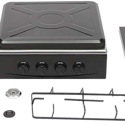 KRAWN Gas Stove 4 Burners Steel With Auto Ignition - 4 Eyes 38042 Black